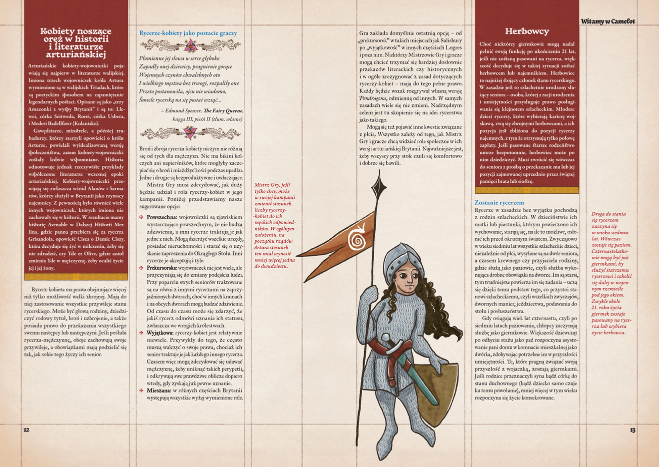 Fragment z wnętrza podręcznika Pendragon